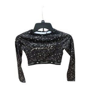 Sonneti Black & White Speckled Long Sleeve Cropped Top Girls Size 8/10